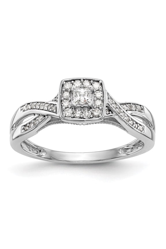 Fine Jewelry 14K White Gold Criss-Cross Round Diamond Complete Ring for Women Size 7 (0.29ct, Clarity- I1)