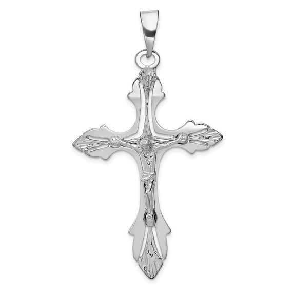 Auriga Fine Jewelry 14K White Gold Crucifix Cross Pendant for Women (L-67 mm,W-31 mm)