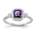 thumbnail image 1 of Auriga Fine Jewelry 14K White Gold Cushion Amethyst and Diamond Ring for Women Size- 7, 1 of 5