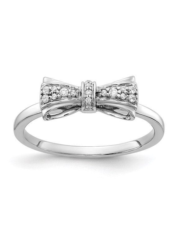 Fine Jewelry 14K White Gold Diamond Bow Ring for Women Size 7