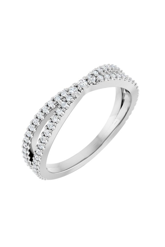 Fine Jewelry 14K White Gold Diamond Contour Band Ring Size 7 (1/3 ct, Color- G-H, Clarity- SI2-SI3)