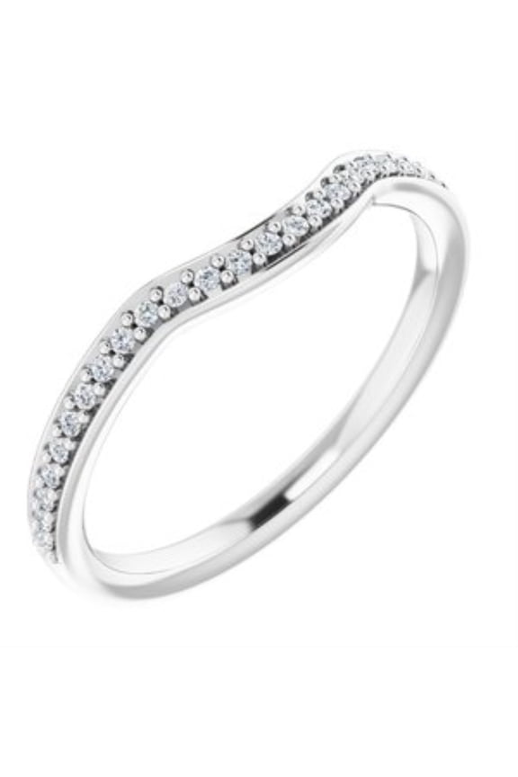 Fine Jewelry 14K White Gold Diamond Contour Band Ring Size 7 (1/8 ct, Color- G-H, Clarity- SI2-SI3)