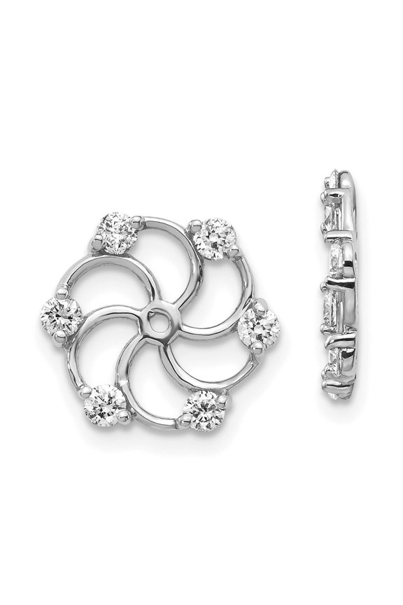 Fine Jewelry 14K White Gold Diamond Earring Jackets for Women (L- 0.52 inch, W- 0.52 inch)