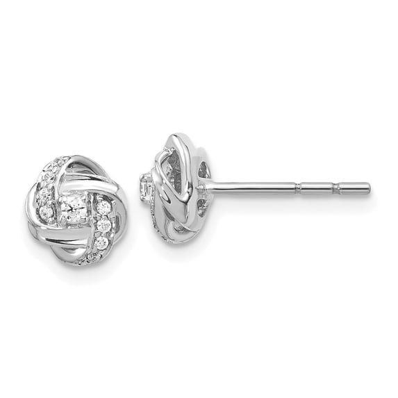 Auriga Fine Jewelry 14K White Gold Diamond Knot Stud Earrings for Women (L- 0.32 inch, W- 0.28 inch)