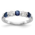 thumbnail image 1 of Auriga Fine Jewelry 14K White Gold Diamond and Blue Sapphire Complete Band for Women Size 7, 1 of 6