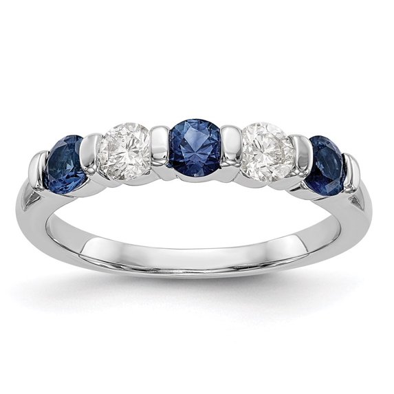 Auriga Fine Jewelry 14K White Gold Diamond and Blue Sapphire Complete Band for Women Size 7