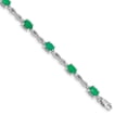 thumbnail image 1 of Auriga Fine Jewelry 14K White Gold Diamond and Emerald Bracelet 7inch for Women, 1 of 4
