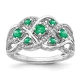 thumbnail image 1 of Auriga Fine Jewelry 14K White Gold Diamond and Emerald Fancy Ring for Women Size 7, 1 of 6