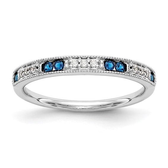 Auriga Fine Jewelry 14K White Gold Diamond and Sapphire Complete Wedding Band for Women Size 7