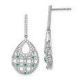 thumbnail image 1 of Auriga Fine Jewelry 14K White Gold Emerald and Diamond Dangle Earrings for Women, 1 of 6