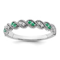 thumbnail image 1 of Auriga Fine Jewelry 14K White Gold Emerald and Diamond Twist Band for Women Size 7, 1 of 6