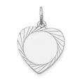 thumbnail image 1 of Auriga Fine Jewelry 14K White Gold Etched Design .013 Gauge Heart Charm (L- 21 mm, W-15 mm) for Women, 1 of 5
