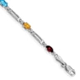 thumbnail image 1 of Auriga Fine Jewelry 14K White Gold Fancy Diamond and Gemstone Rainbow Bracelet 7inch for Women, 1 of 5
