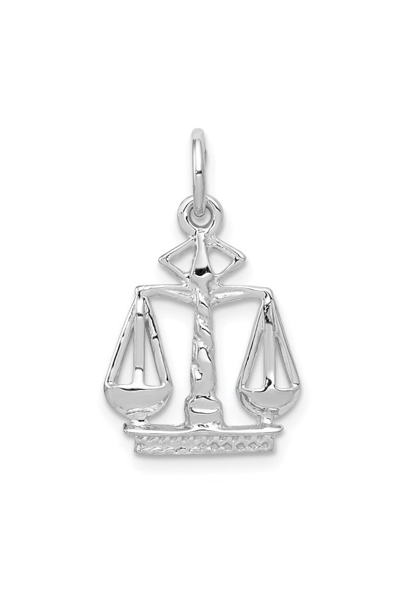 Fine Jewelry 14K White Gold Flat-Backed Scales of Justice Charm for Women (Length - 21 mm, Width - 13 mm)
