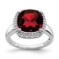 thumbnail image 1 of Auriga Fine Jewelry 14K White Gold Garnet and Diamond Ring for Women Size 7, 1 of 6