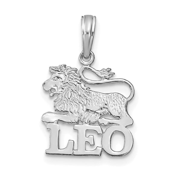 Auriga Fine Jewelry 14K White Gold LEO Zodiac Charm for Women (L-19.8 mm, W-13.4 mm)