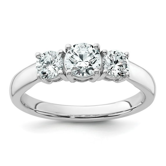 Auriga Fine Jewelry 14K White Gold Lab Grown Diamond 3 Stone Band for Women Size 7 (Carat: 1 Carat, Clarity: SI2, Color: GH)