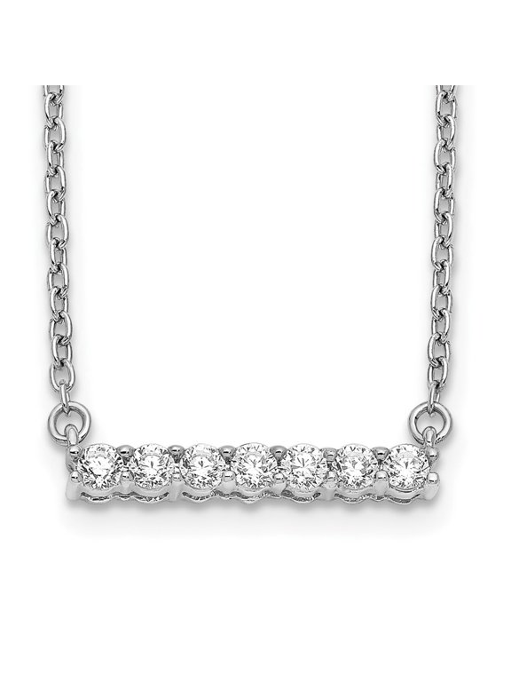 Fine Jewelry 14K White Gold Lab Grown Diamond Bar Necklace for Women (0.25ct, Color- G-H, Clarity- VS1)
