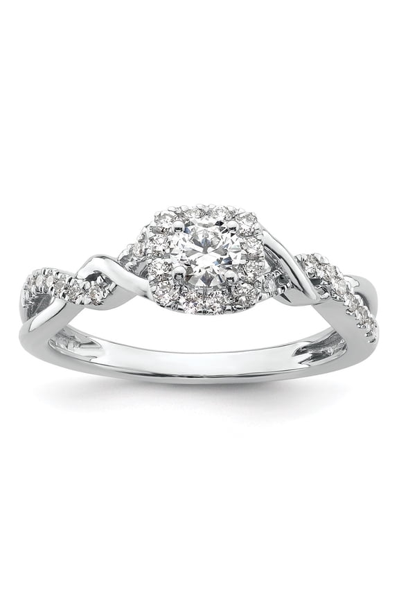 Fine Jewelry 14K White Gold Lab Grown Diamond Bypass Ring for Women Size 7 (Carat: 0.48cttw, Clarity: SI2, Color: GH)