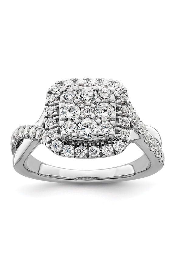 Fine Jewelry 14K White Gold Lab Grown Diamond Cluster Ring for Women Size 7 (Carat: 1Carat, Clarity: SI2, Color: GH)
