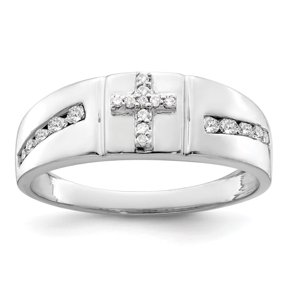 Auriga Fine Jewelry 14K White Gold Lab Grown Diamond Cross Men's Ring Size 10 (Carat: 0.25cttw, Clarity: SI2, Color: GH)