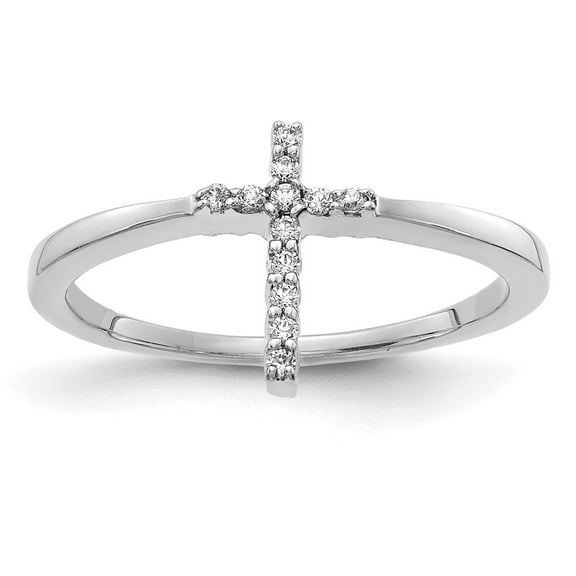 Auriga Fine Jewelry 14K White Gold Lab Grown Diamond Cross Ring for Women Size 7 (Carat: 0.08cttw, Clarity: SI2, Color: GH)
