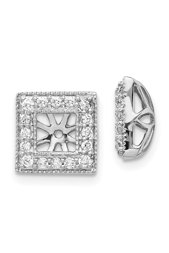 Fine Jewelry 14K White Gold Lab Grown Diamond Earring Jacket for Women (L- 0.26inch, W- 0.26inch)