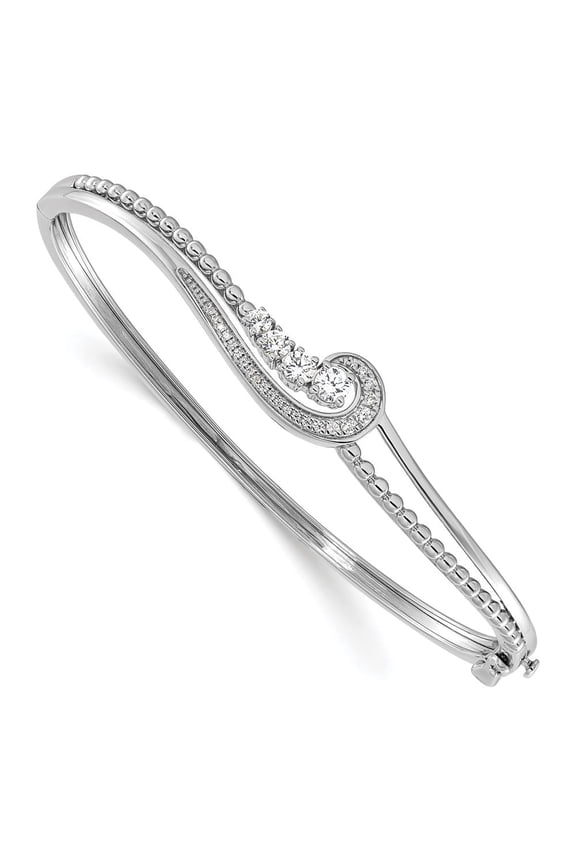 Fine Jewelry 14K White Gold Lab Grown Diamond Infinity Double Bracelet Bangle for Women