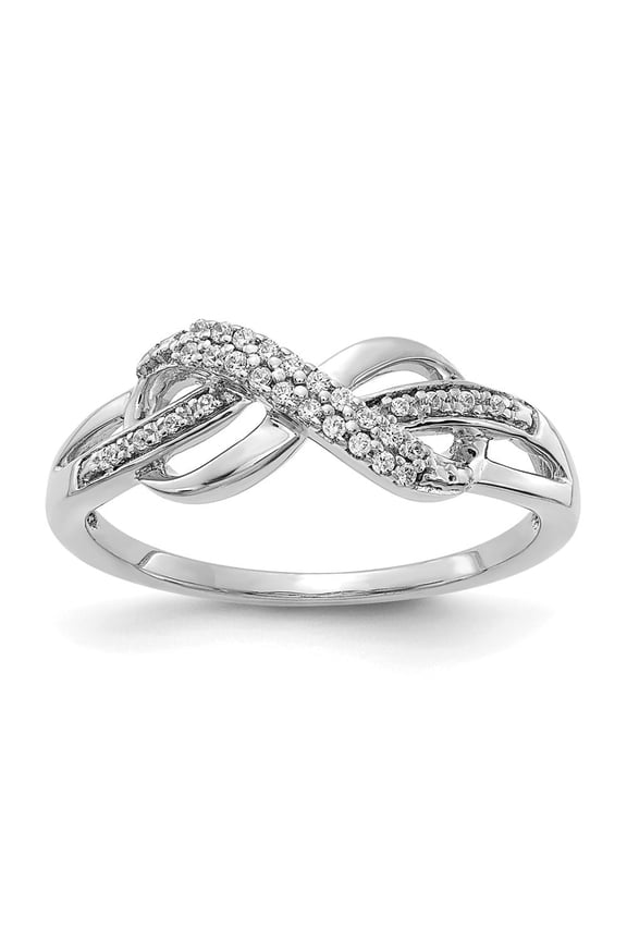 Fine Jewelry 14K White Gold Lab Grown Diamond Infinity Symbol Ring for Women Size 7 (Carat: 0.11cttw, Clarity: SI2, Color: GH)