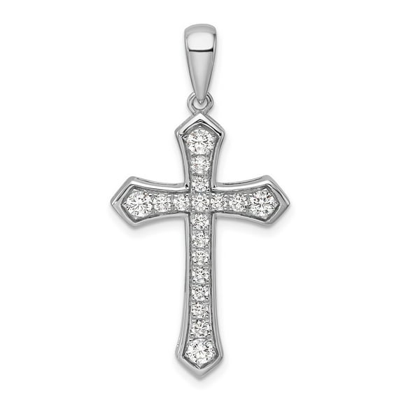 Auriga Fine Jewelry 14K White Gold Lab Grown Diamond VS DEF Men's Cross Pendant (L - 1.5 inch, W - 19.9 inch)
