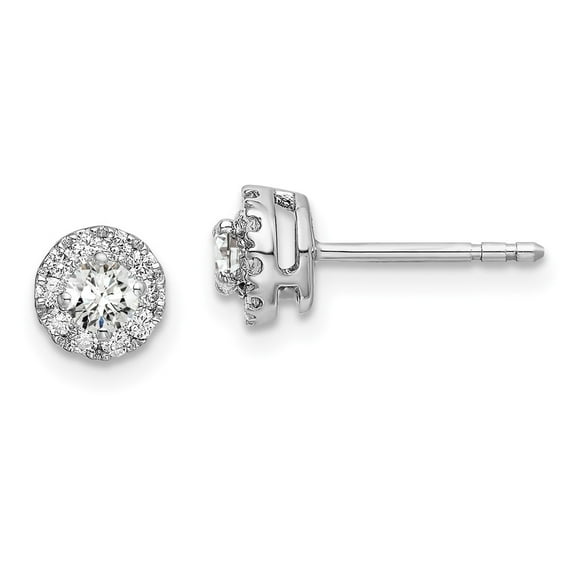 Auriga Fine Jewelry 14K White Gold Lab Grown Diamond VS/GH Round Halo Stud Earrings for Women