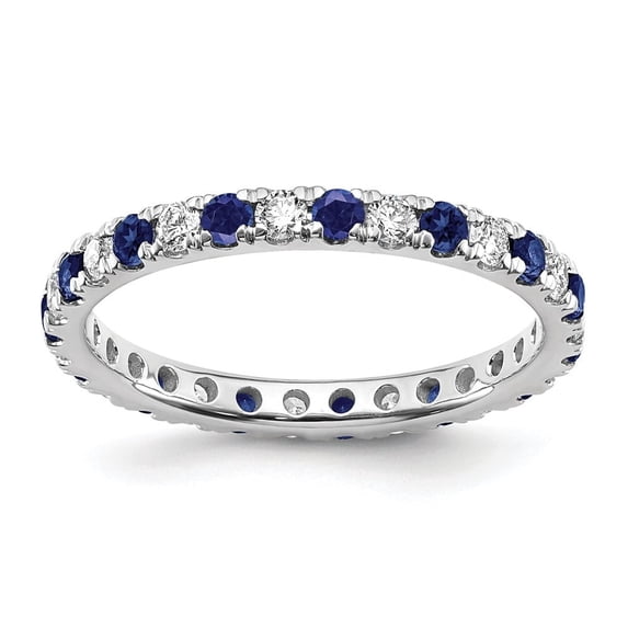 Auriga Fine Jewelry 14K White Gold Lab Grown Diamond VS/SI GH & Cr Blue Sapphire Eternity Band for Women Size 5.5