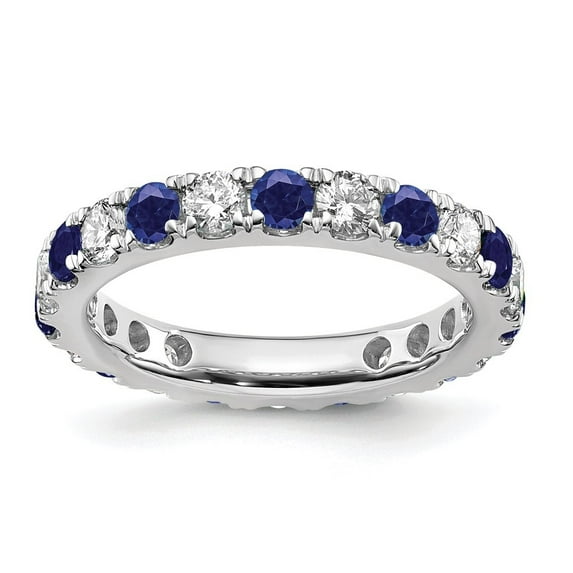 Auriga Fine Jewelry 14K White Gold Lab Grown Diamond VS/SI GH & Cr Blue Sapphire Eternity Band for Women Size 7.5