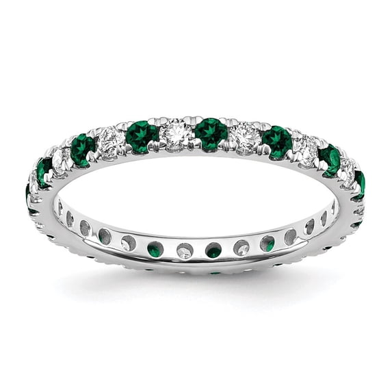 Auriga Fine Jewelry 14K White Gold Lab Grown Diamond VS/SI GH & Cr Emerald Eternity Band for Women Size 8