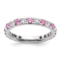 Auriga Fine Jewelry 14K White Gold Lab Grown Diamond VS/SI GH & Cr Pink Sapphire Eternity Band for Women Size 4.5