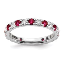 Auriga Fine Jewelry 14K White Gold Lab Grown Diamond VS/SI GH & Cr Ruby Eternity Band for Women Size 4.5