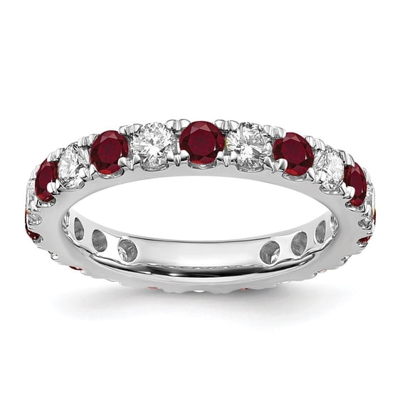 Auriga Fine Jewelry 14K White Gold Lab Grown Diamond VS/SI GH & Cr Ruby Eternity Band for Women Size 4.5