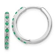 thumbnail image 1 of Auriga Fine Jewelry 14K White Gold Lab Grown Diamond VS/SI GH, and Cr. Emerald Hinged Hoop Earrings for Women, 1 of 3