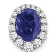 thumbnail image 1 of Auriga Fine Jewelry 14K White Gold Lab Grown Diamond and Cr Blue Sapphire Halo Chain Slide Pendant for Women (L-12.1mm), 1 of 6