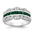 thumbnail image 1 of Auriga Fine Jewelry 14K White Gold Lab Grown Diamond and Created Emerald Ring for Women Size 7 (Carat: 0.2cttw, Clarity: SI2, Color: GH), 1 of 4