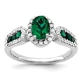 thumbnail image 1 of Auriga Fine Jewelry 14K White Gold Lab Grown Diamond and Oval Created Emerald Ring for Women Size 7 (Carat: 0.3cttw, Clarity: SI2, Color: GH), 1 of 4