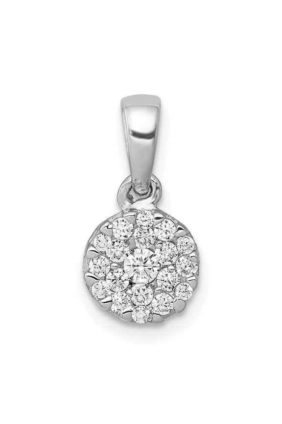 Fine Jewelry 14K White Gold Lab Grown VS/SI FGH Diamond Circle Cluster Pendant for Women (L - 0.59 inch)