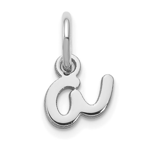 Auriga Fine Jewelry 14K White Gold Lower Case Letter A Initial Pendant for Women(L- 6.81 mm, W- 7.21 mm)