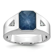 Auriga Fine Jewelry 14K White Gold Men's Sapphire Doublet Stone and 1/20 carat Diamond Ring Size 10