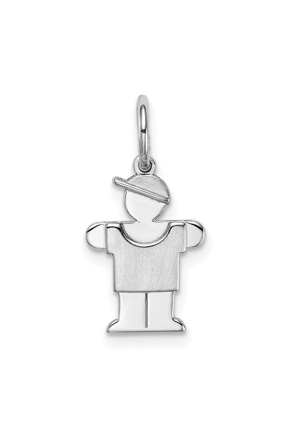 Fine Jewelry 14K White Gold Charm Pendant for Women (L-18mm, W-9mm)