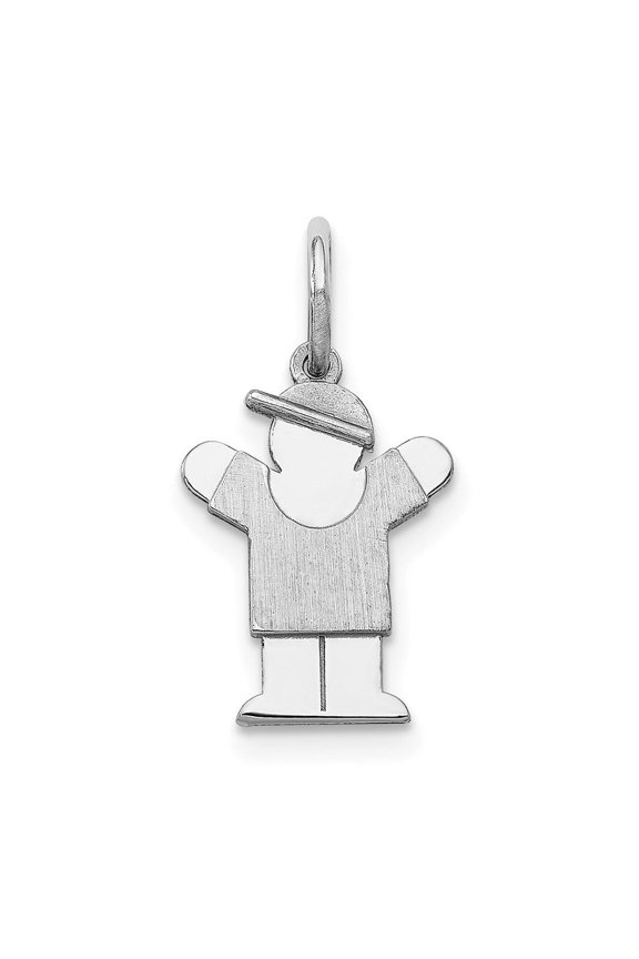 Fine Jewelry 14K White Gold Charm Pendant for Women (L-18mm, W-9mm)