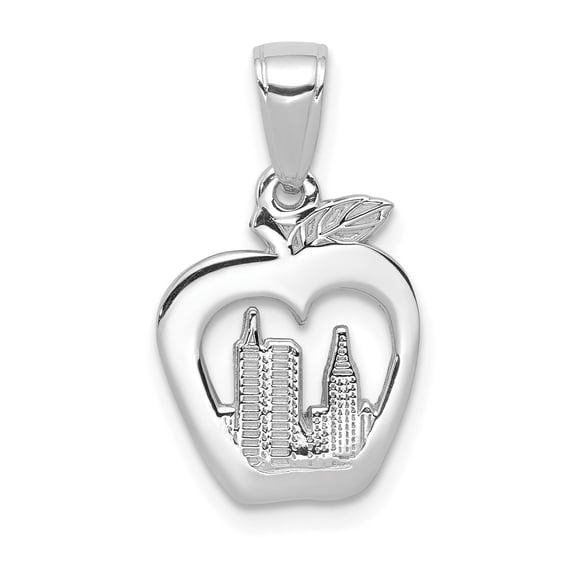 Auriga Fine Jewelry 14K White Gold New York Skyline in Apple Pendant for Women