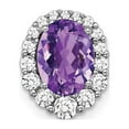 thumbnail image 1 of Auriga Fine Jewelry 14K White Gold Oval Amethyst and Diamond Halo Chain Slide Pendant for Women (L-11.4mm, W-9.3mm), 1 of 5