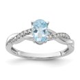 thumbnail image 1 of Auriga Fine Jewelry 14K White Gold Oval Aquamarine and Diamond Ring for Women Size 7, 1 of 5