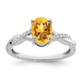 thumbnail image 1 of Auriga Fine Jewelry 14K White Gold Oval Citrine and Diamond Ring for Women Size 7, 1 of 6
